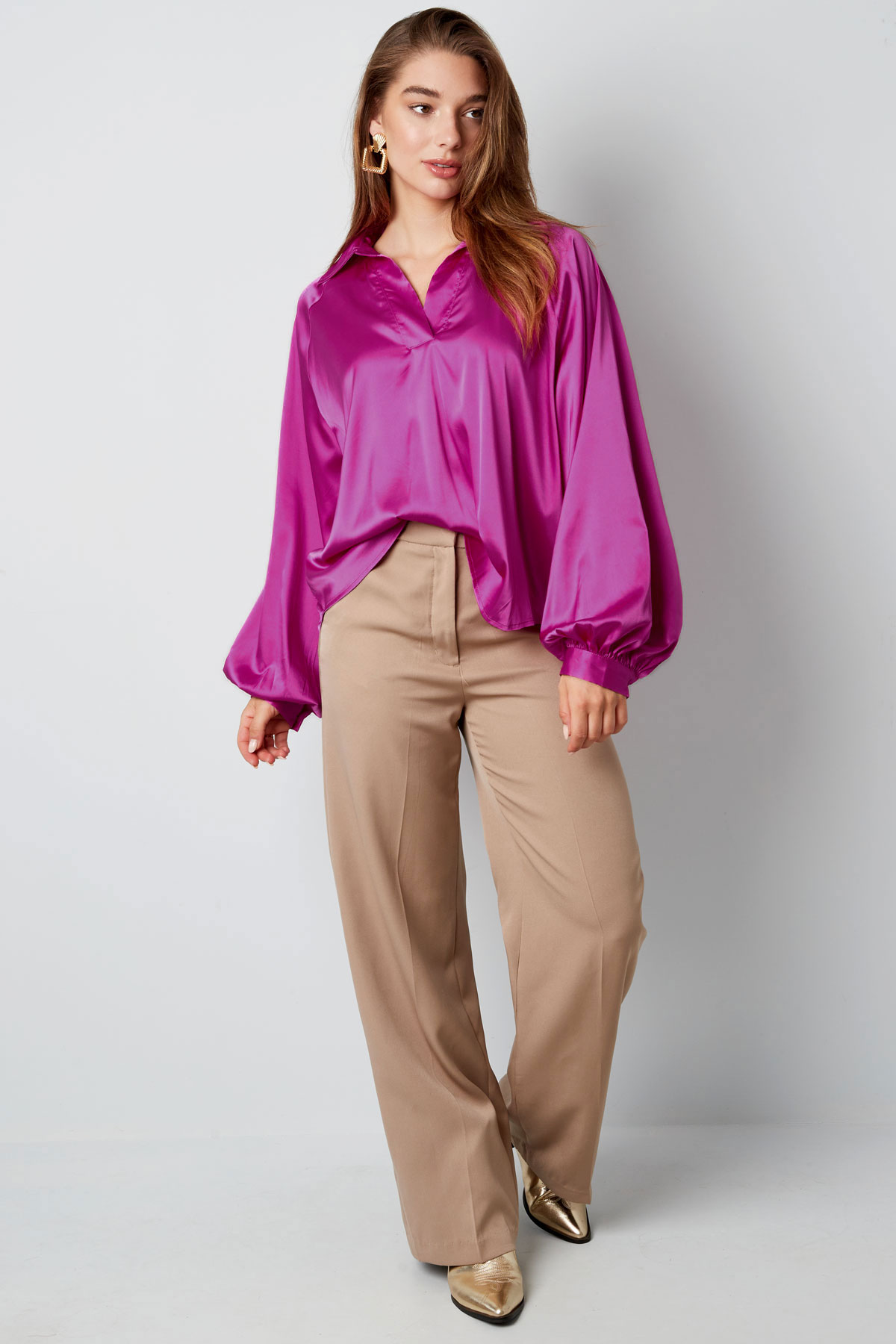 Blouse puffed sleeve purple h5 Picture3